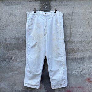 80's White Paint Splatter Painter Canvas Work Pants